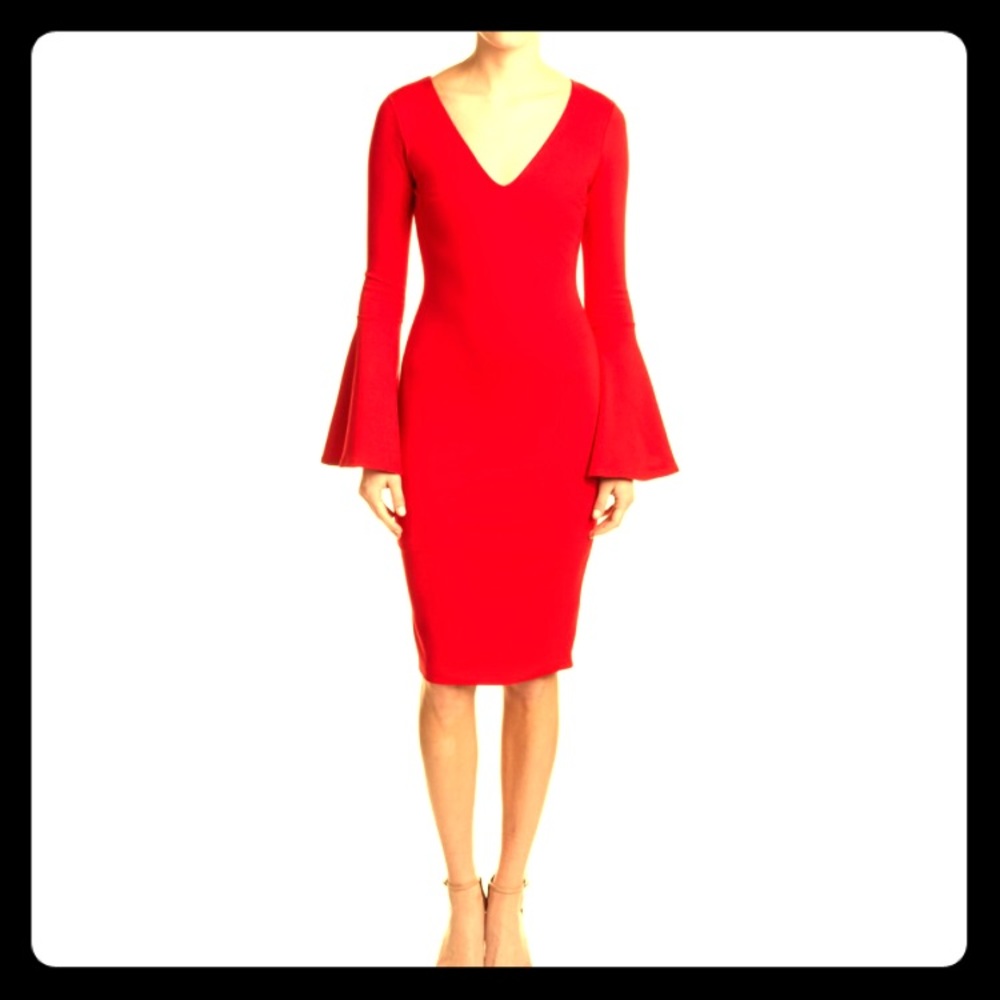 Red Just Me Bell-Sleeve Midi Dress